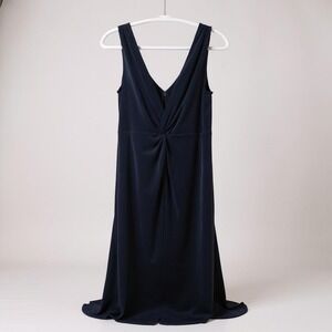 Calvin Klein Womens Navy Blue Formal Maxi Dress Size 14 With V-Neck & Draped Wai